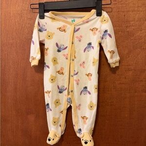 Disney Cream and Yellow Winnie the Pooh Footed One-Piece